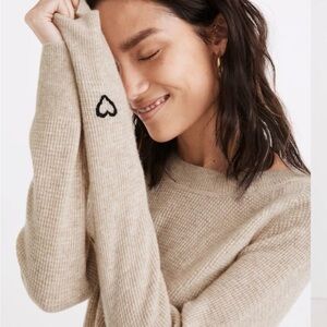 Madewell Heart Embroidered (Re)sponsible Cashmere Shrunken Sweatshirt NWOT